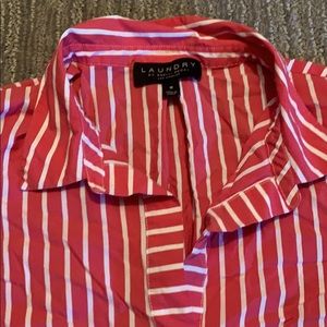 Laundry by Shelli Segal Red and White Blouse